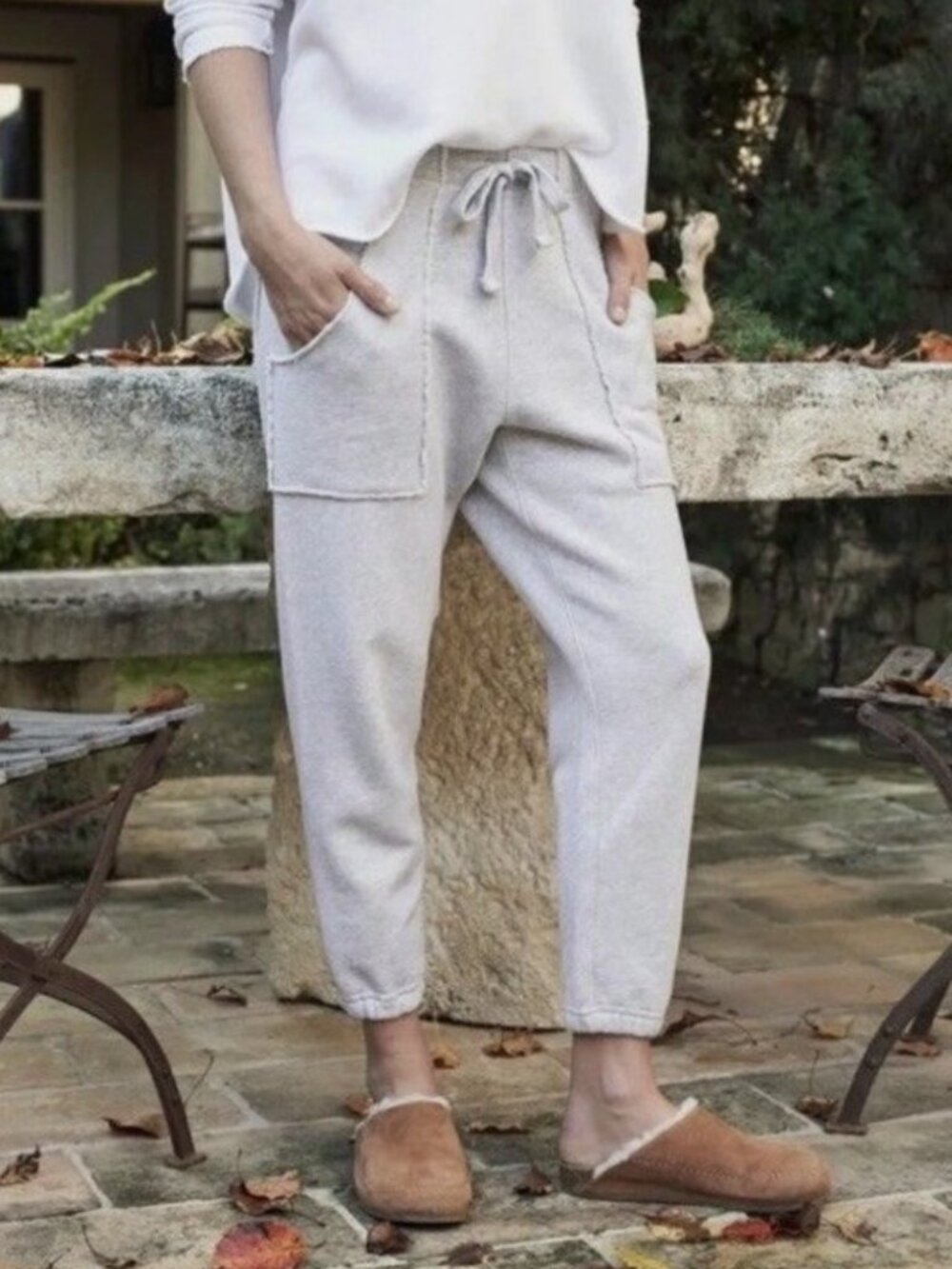 Frank and Eileen Eamon Jogger Sweat Pants Gray Melange Triple Fleece Size L EUC